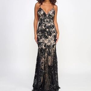 Emerald Sundae Goth Sequin And Lace Embellished Dress